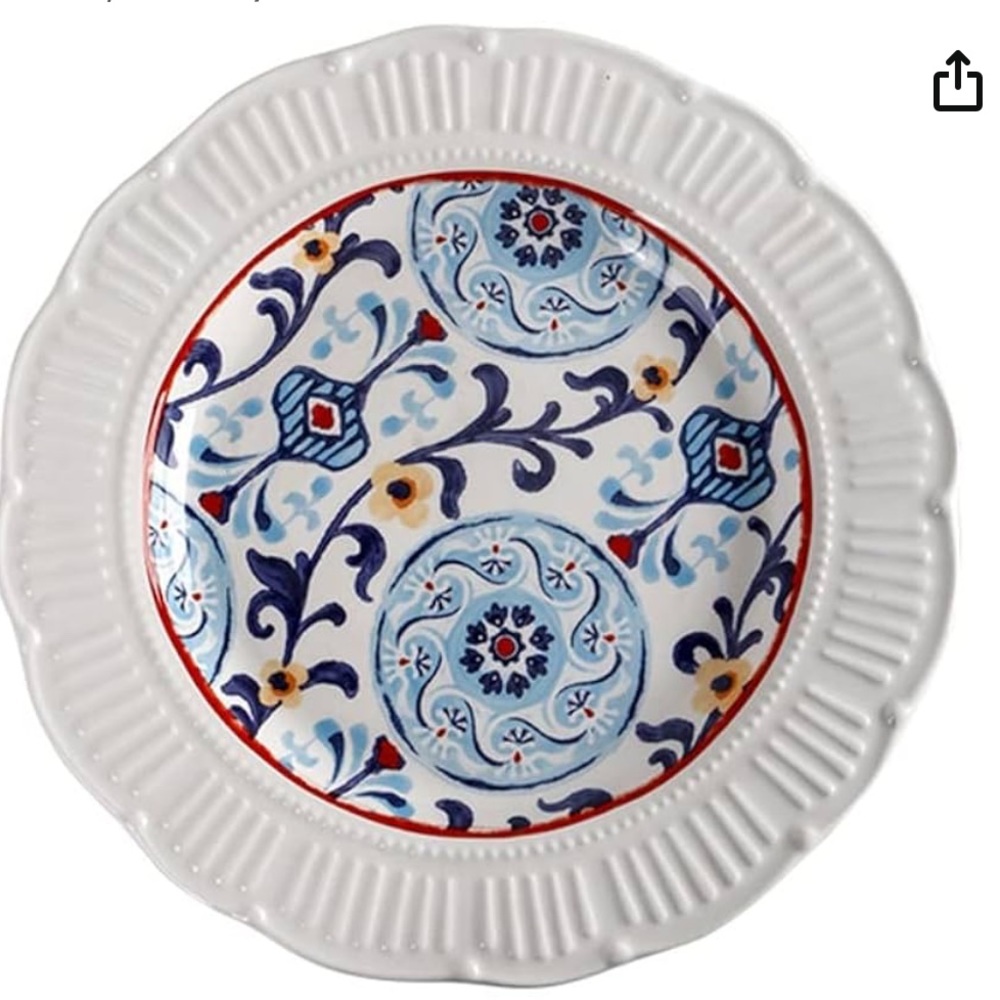 BICO EUROPEAN DESIGN CERAMIC DINNER PLATES SET OF 4